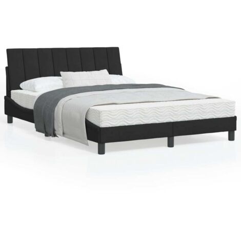Estructura de cama con LED sin colchón Hanko terciopelo negro 140x200 cm vidaXL (1/5)