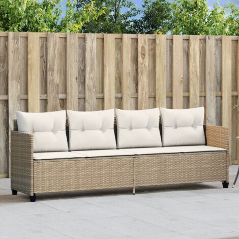 Tumbona con cojines ratán sintético beige vidaXL
