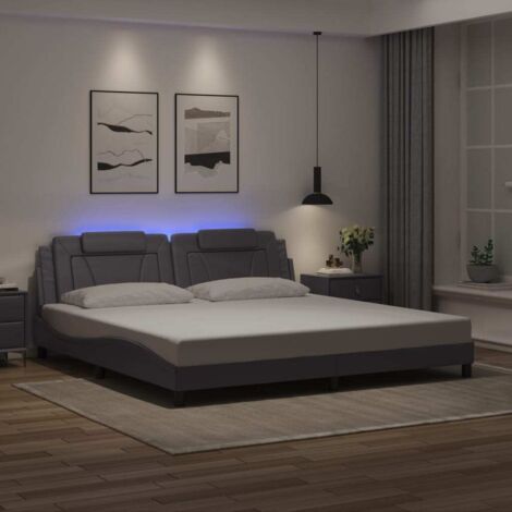 Estructura de cama Viana con LED sin colchón gris 200x200 cm vidaXL (1/5)