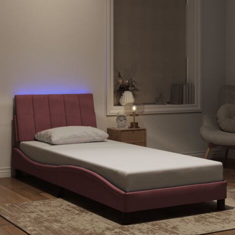 Estructura de cama con LED sin colchón Hanko de terciopelo rosa 90x190 cm vidaXL (1/5)