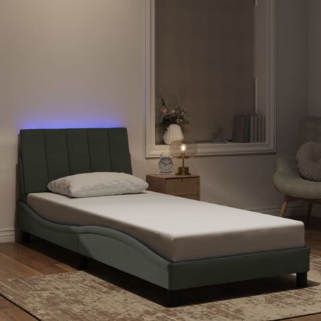 Estructura de cama con LED sin colchón Hanko terciopelo gris claro 90x190 cm vidaXL (1/5)