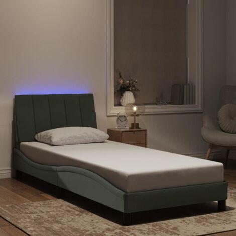 Estructura de cama con LED sin colchón Hanko terciopelo gris claro 80x200 cm vidaXL (1/5)