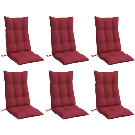 vidaXL Cojines de silla con respaldo alto 6 uds tela Oxford rojo tinto