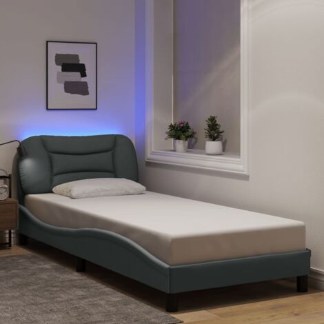 Estructura de cama con LED sin colchón Hvar tela gris claro 90x190 cm vidaXL (1/5)