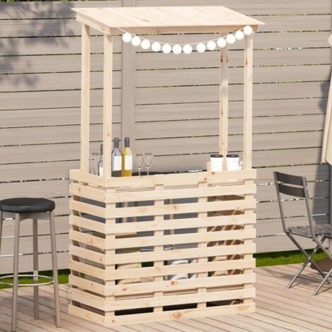 Mesa de bar de jardín con techo madera maciza 112,5x57x195,5 cm vidaXL