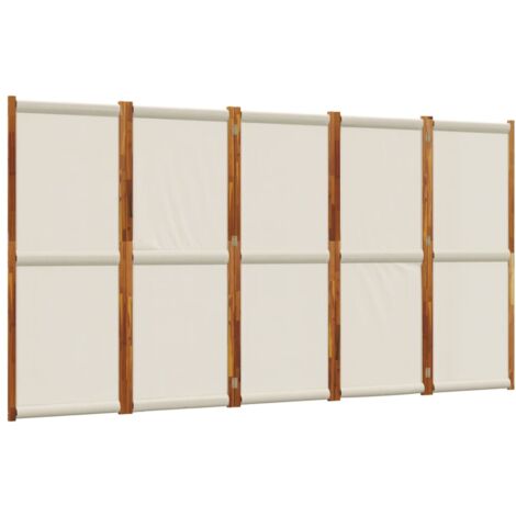 Biombo divisor de 5 paneles gris claro 350x180 cm vidaXL