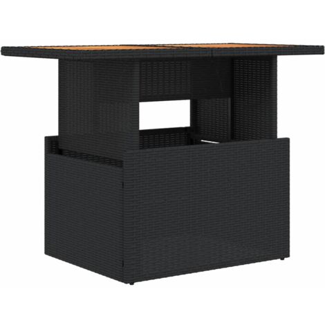 Mesa de jardín ratán PE y madera de acacia negro 100x55x73 cm vidaXL