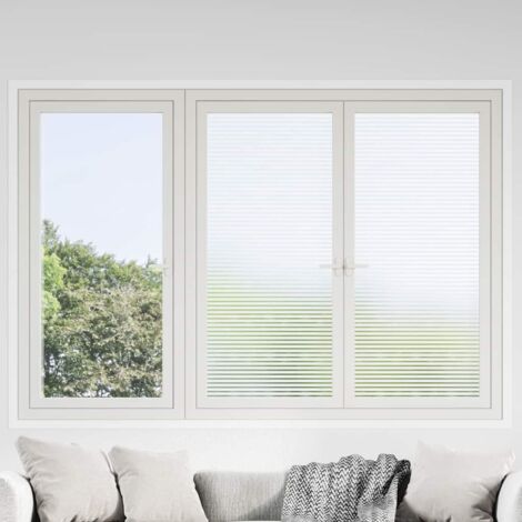 Láminas de ventana esmerilada diseño de rayas PVC vidaXL