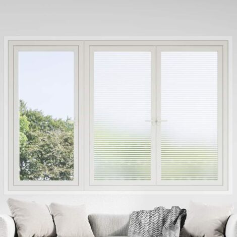 Láminas de ventana esmerilada diseño de rayas PVC vidaXL