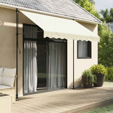 Toldo retráctil de tela y acero crema 250x150 cm vidaXL