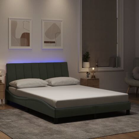 Estructura de cama con LED sin colchón Hanko terciopelo gris claro 120x200 cm vidaXL (1/5)