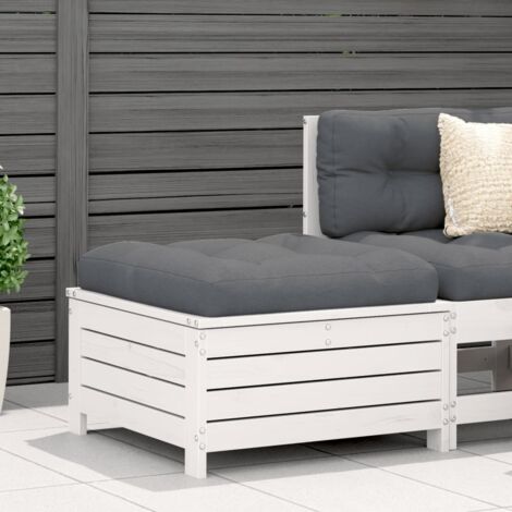 Taburete de jardín con cojín madera maciza de pino blanco vidaXL