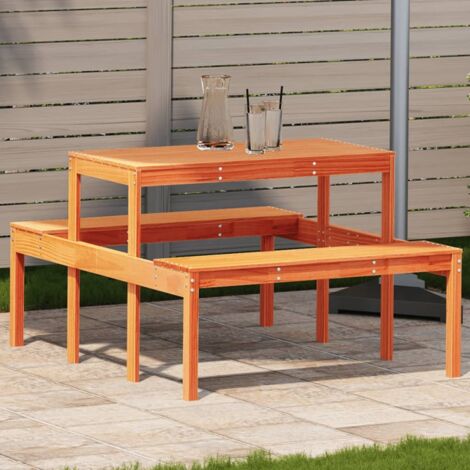 Mesa de pícnic madera maciza de pino marrón cera 110x134x75 cm vidaXL