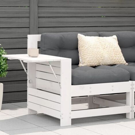 Sofá jardín con reposabrazos y cojín madera maciza pino blanco vidaXL