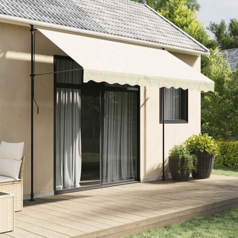 Toldo retráctil de tela y acero crema 300x150 cm vidaXL
