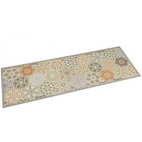 Alfombra de cocina lavable terciopelo hexágonos pastel 60x180cm vidaXL
