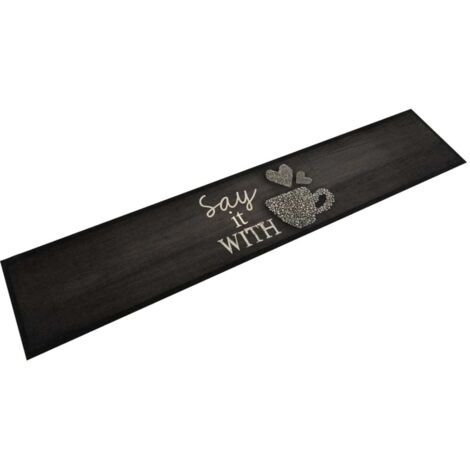 Alfombra de cocina lavable terciopelo negro taza 60x300 cm vidaXL
