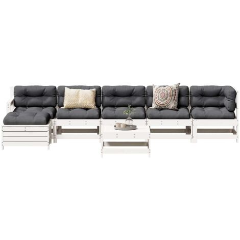 Juego de muebles de jardín 7 pzas madera maciza de pino blanco vidaXL (1/5)