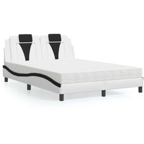 Cama Viana con colchón cuero sintético blanco y negro 120x200 cm vidaXL (1/5)