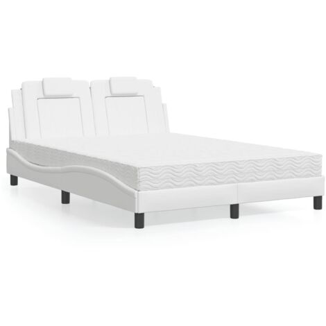 Cama Viana con colchón cuero sintético blanco 120x200 cm vidaXL (1/5)