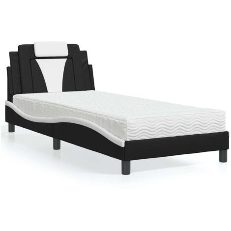 Cama Viana con colchón cuero sintético negro y blanco 80x200 cm vidaXL (1/5)