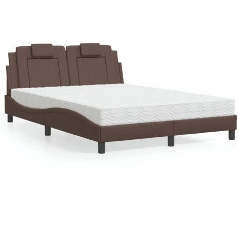 Cama Viana con colchón cuero sintético marrón 120x200 cm vidaXL (1/5)