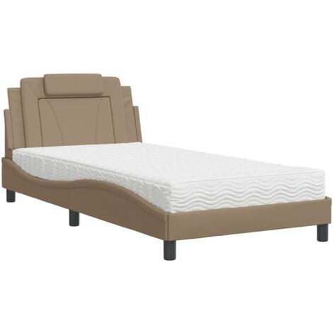 Cama Viana con colchón cuero sintético capuchino 100x200 cm vidaXL (1/5)