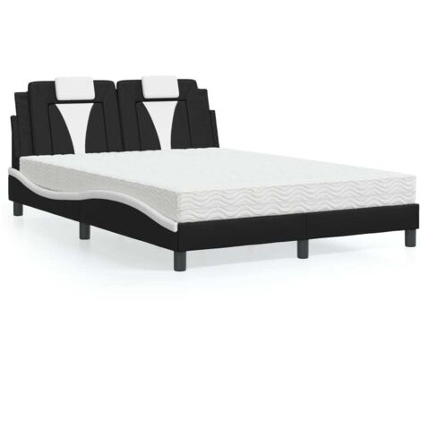 Cama Viana con colchón cuero sintético negro y blanco 120x200 cm vidaXL (1/5)