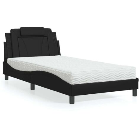 Cama Viana con colchón cuero sintético negro 100x200 cm vidaXL (1/5)