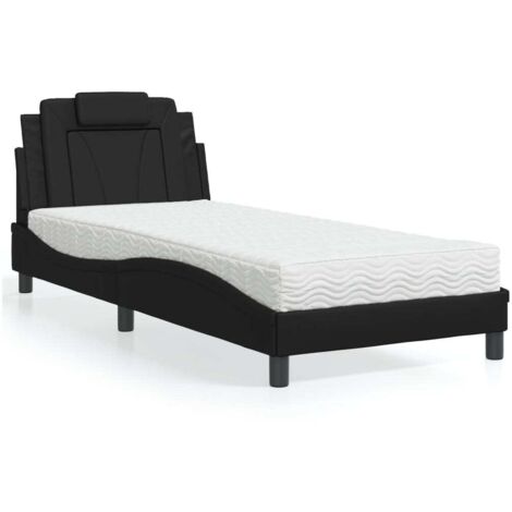 Cama Viana con colchón cuero sintético negro 90x200 cm vidaXL (1/5)