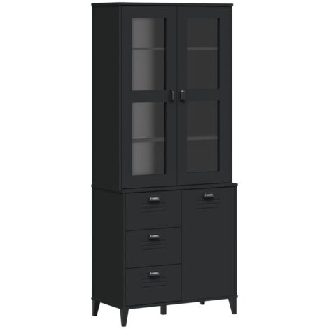 Aparador alto VIKEN madera maciza de pino negro 80x40x190 cm vidaXL (1/5)