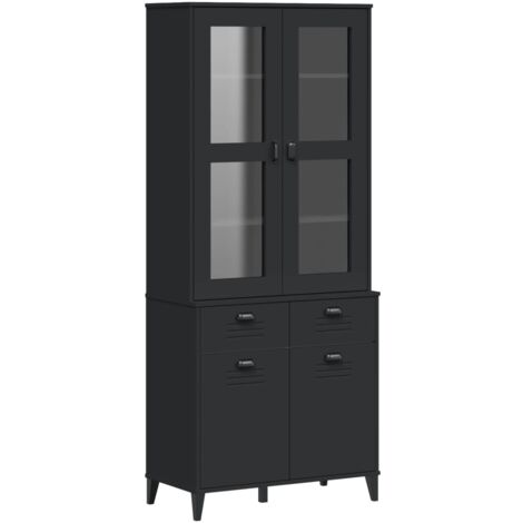 Aparador alto VIKEN madera maciza de pino negro 80x40x190 cm vidaXL (1/5)