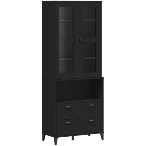 Aparador alto VIKEN madera maciza de pino negro 80x40x200 cm vidaXL (1/5)