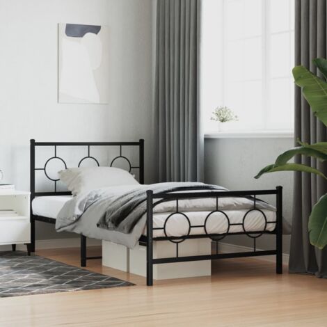 Estructura cama sin colchón con estribo metal negro 100x200 cm vidaXL (1/5)