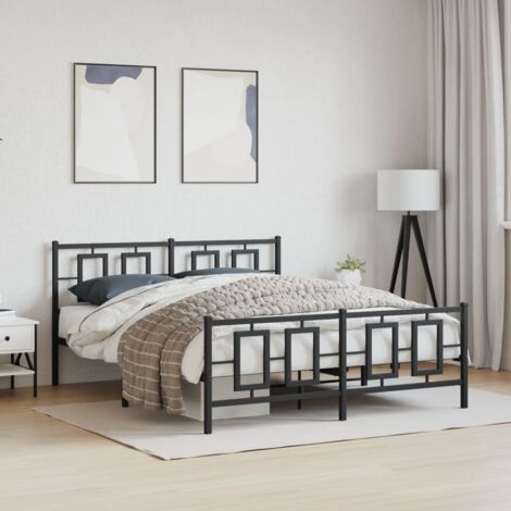 Estructura cama sin colchón con estribo metal negro 150x200 cm vidaXL