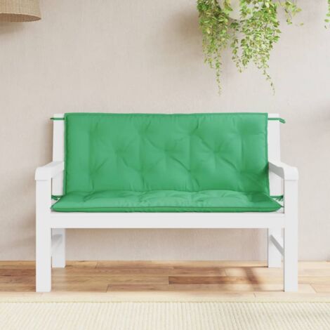 Cojines de banco de jardín 2 uds tela Oxford verde 120x50x7 cm vidaXL