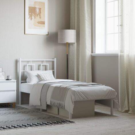 Estructura cama sin colchón con cabecero metal blanco 75x190 cm vidaXL
