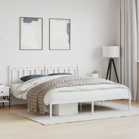 Estructura cama sin colchón con cabecero metal blanco 183x213cm vidaXL