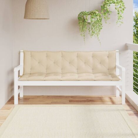 Cojines de banco de jardín 2 uds tela Oxford beige 180x50x7 cm vidaXL