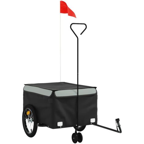 Remolque para bicicleta hierro negro y gris 45 kg vidaXL
