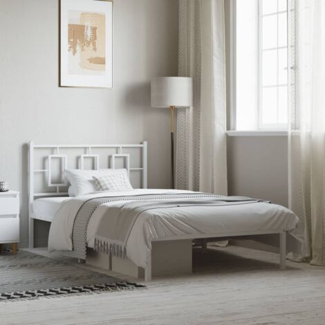 Estructura cama sin colchón con cabecero metal blanco 107x203cm vidaXL