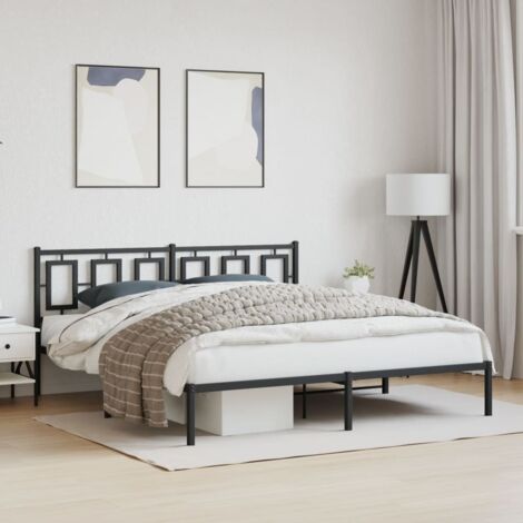 Estructura cama sin colchón con cabecero metal negro 183x213 cm vidaXL