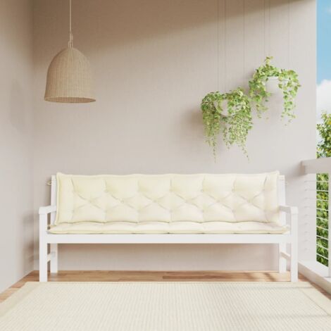 Cojines de banco de jardín 2 uds blanco crema 200x50x7 cm vidaXL