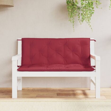 Cojines de banco de jardín 2 uds rojo tinto 120x50x7 cm vidaXL