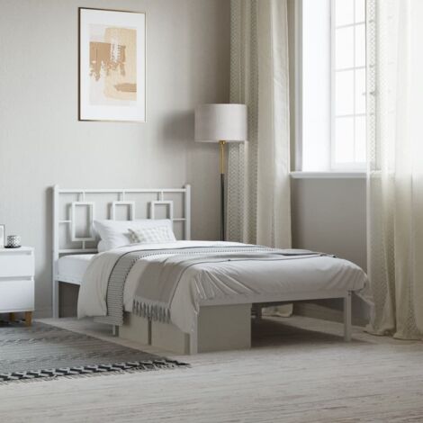 Estructura cama sin colchón con cabecero metal blanco 100x190cm vidaXL (1/5)