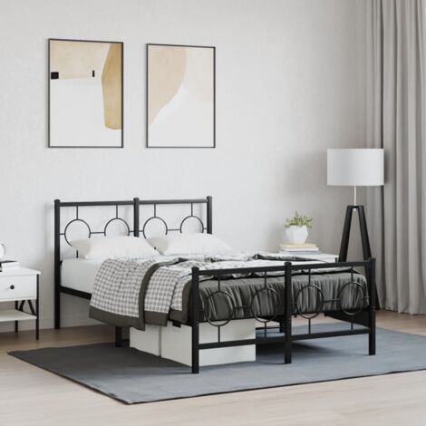 Estructura cama sin colchón con estribo metal negro 120x190 cm vidaXL (1/5)