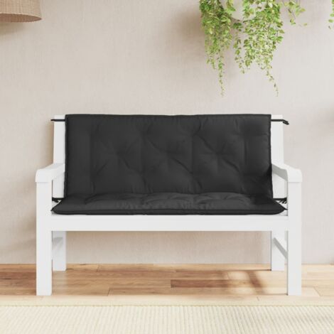 Cojines de banco de jardín 2 uds tela Oxford negro 120x50x7 cm vidaXL