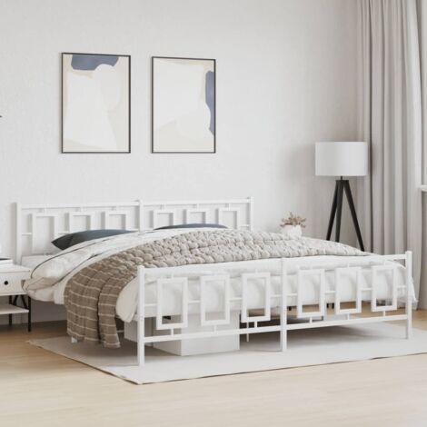 Estructura cama sin colchón con estribo metal blanco 193x203 cm vidaXL