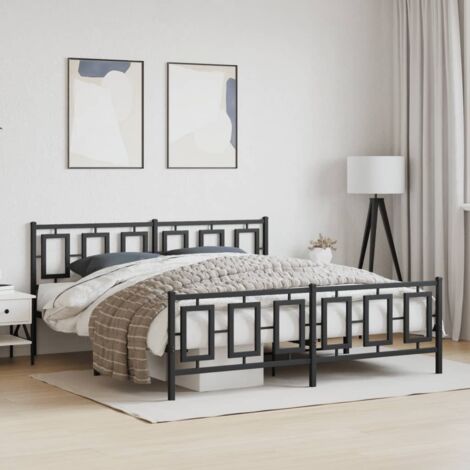 Estructura cama sin colchón con estribo metal negro 183x213 cm vidaXL