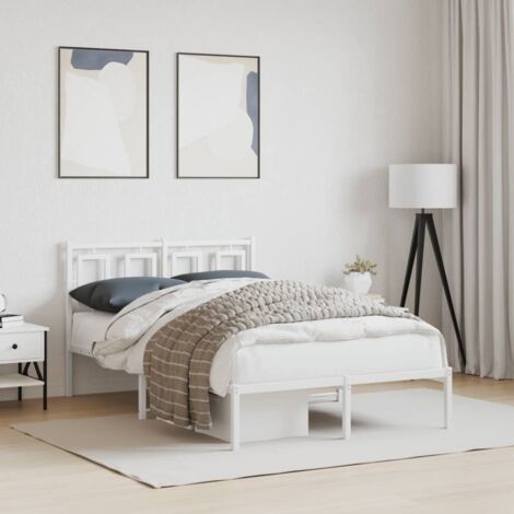 Estructura cama sin colchón con cabecero metal blanco 120x190cm vidaXL